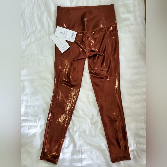 NWT Athleta Small Salutation Stash Shine Tight in Mahogany Foil. - Picture 7 of 10